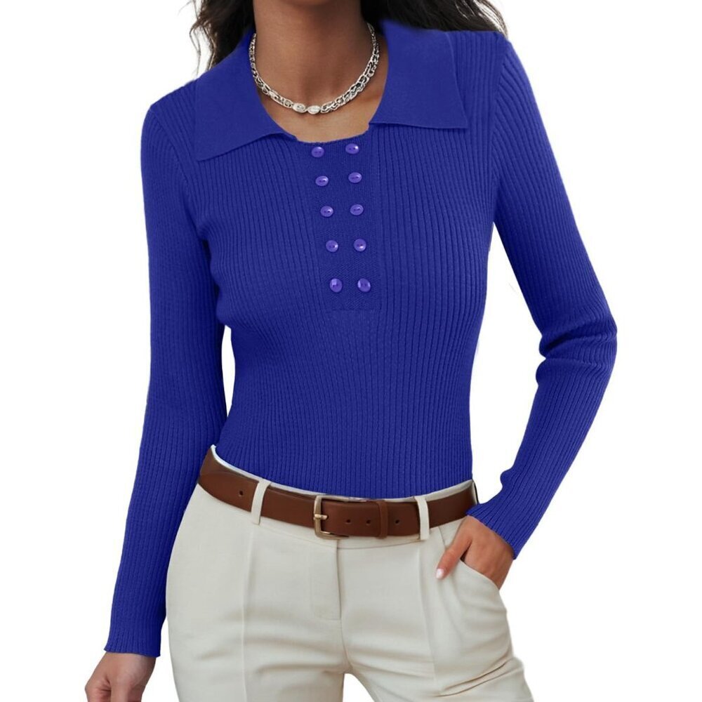 Women's Long Sleeve Pullover Sweater Polyester Casual Chic Fall Knit Slim Fit
